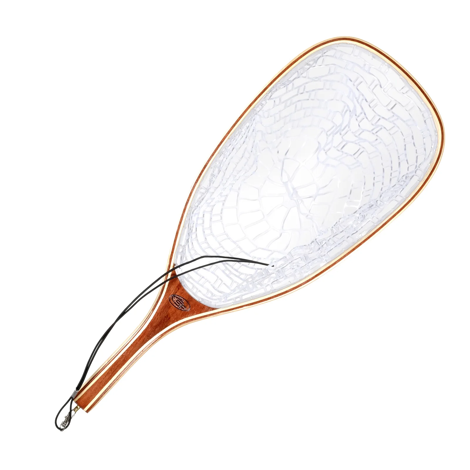 

SF Wooden Frame Fly Fishing Landing Trout Rubber Net Catch and Release ghost