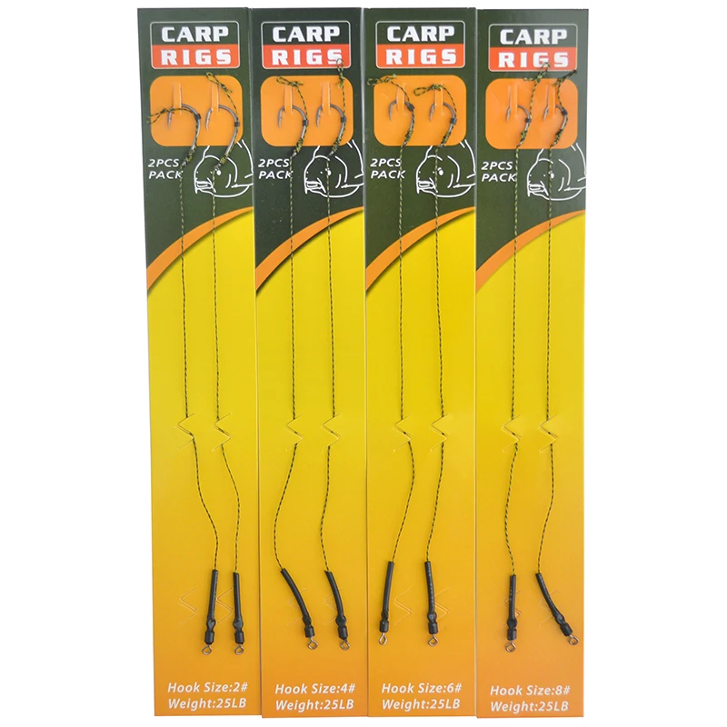 

Carp Fishing Hair Rig 2pcs/set Ready Made Boilie Hook Carp Fishing Hair Rig Ready Tied Carp Fishing Hooks Size 2# 4# 6# 8#