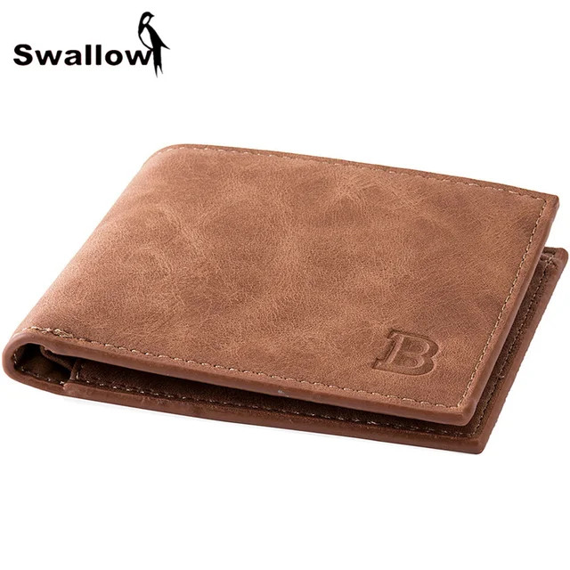 SWALLOW Classic Leather Men's Wallet With Coin Pocket Card Holder Short Wallets For Men Luxury Brand Male Purse Dollar Price