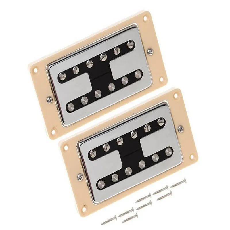 2PCS Chrome Neck And Bridge Humbucker Pickups Cream Pickup Frame Bass