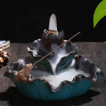 

Backflow Incense Burner Ceramic Aromatherapy Furnace Lotus Smell Aromatic Home Office Incense Crafts Tower Incense Holder