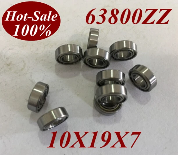 19*7 10PCS Miniature Deep Groove Ball Bearings 63800-ZZ 63800Z Taille 10