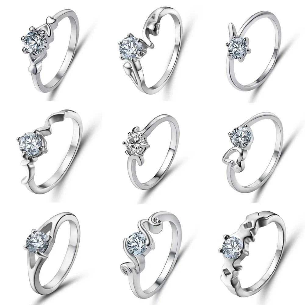 

Rinhoo High Quality Crystal Wedding Rings Romantic Lovely Cubic Zirconia Ring For Women Girls Fashion Party Anniversary Jewelry