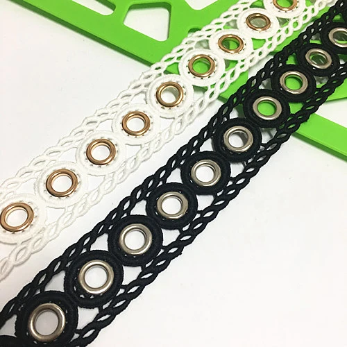 2yards Width 40mm Garment Eyelets Grommet Tape with eyelet milk silk hollow webbing trim tape