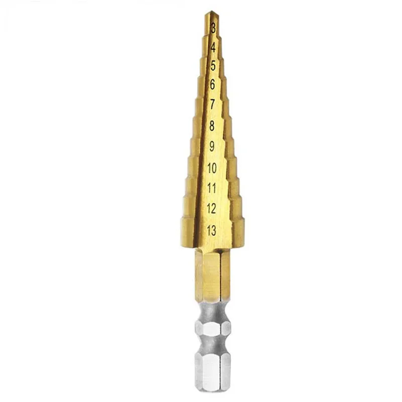 1 шт. ступенчатое сверло HSS 3-12/3-13/4-22 мм шестигранное титановое ступенчатое конусное сверло для деревообработки режущих инструментов сверло с деревянным покрытием