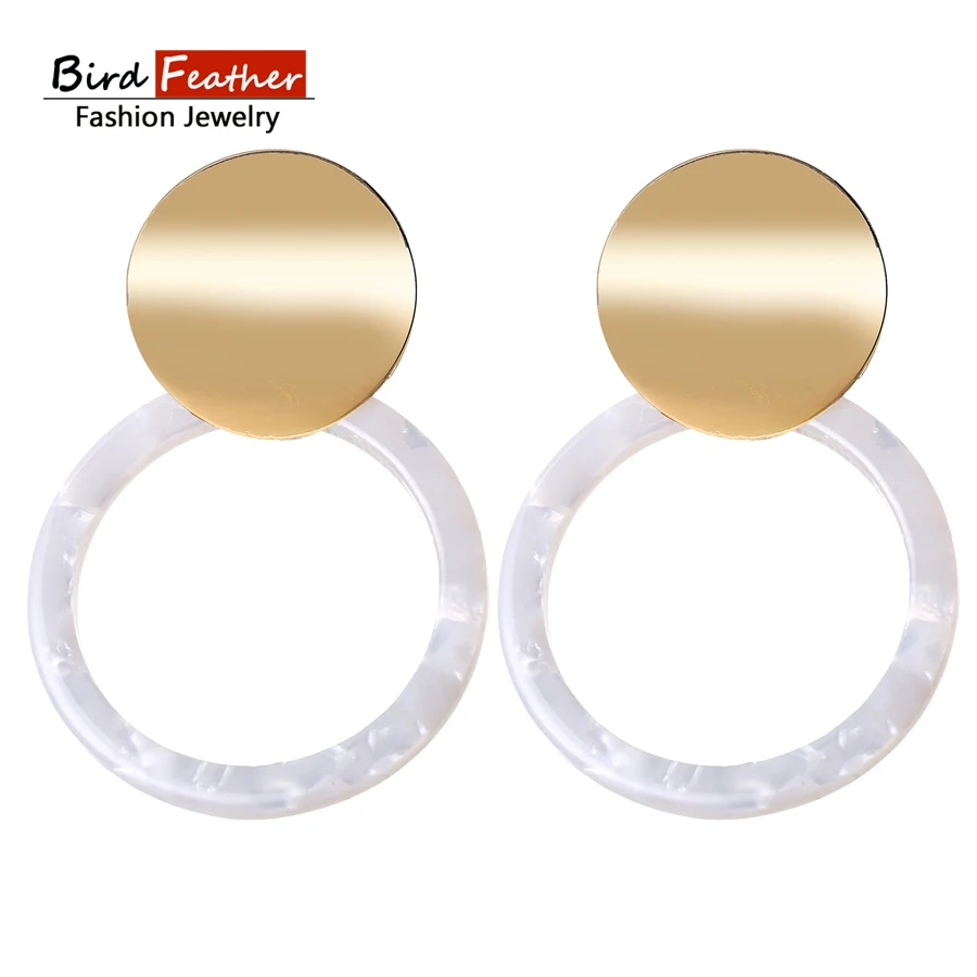 

Simple Trendy Gold Color Geometric Simulated white Earrings For Women Lady Fashion Large Hollow drop Earrings set Jewelry