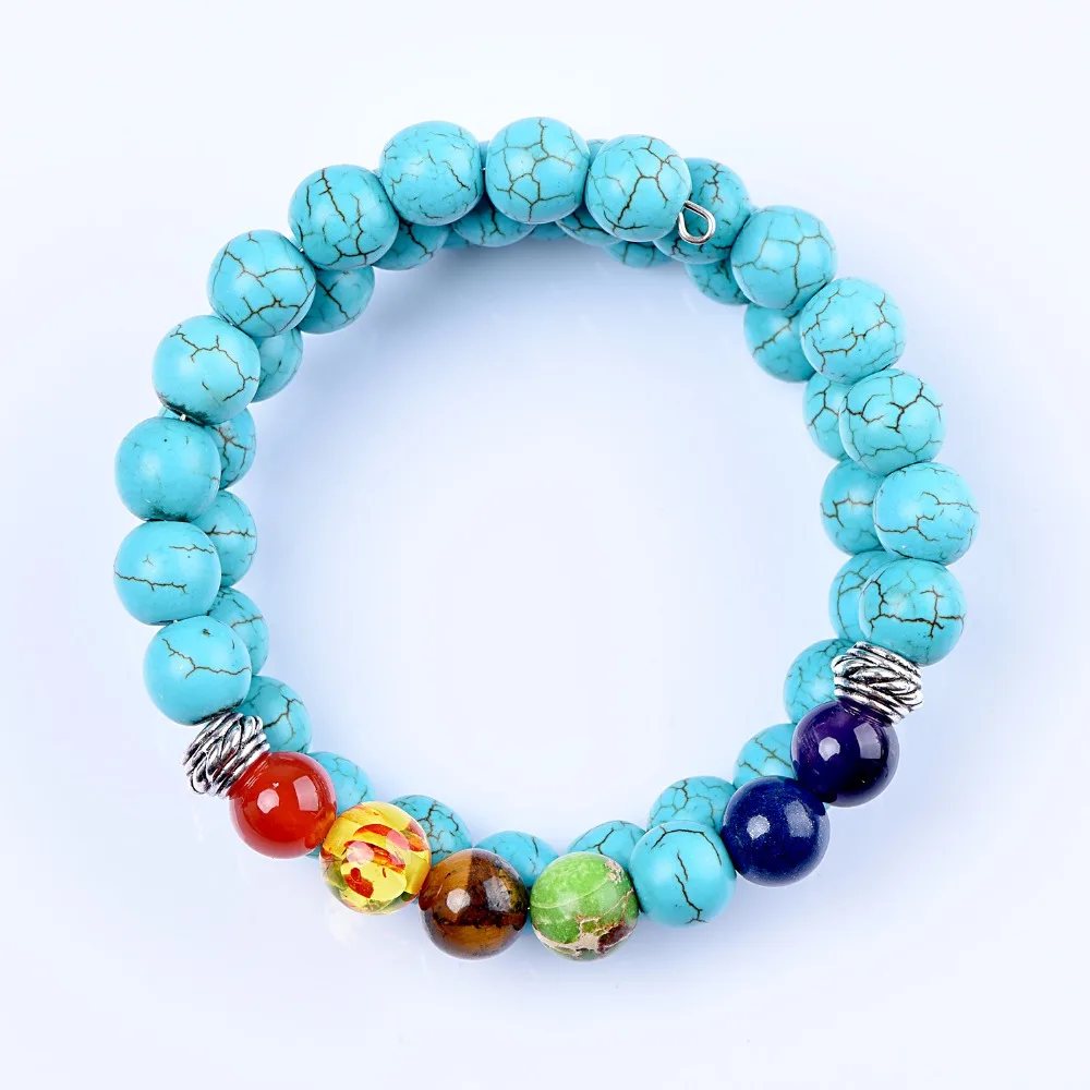 CKKU Jewelry Blue Beads Chakra Healing Balance Energy Bracelet Stones Yoga PD189 | Украшения и аксессуары