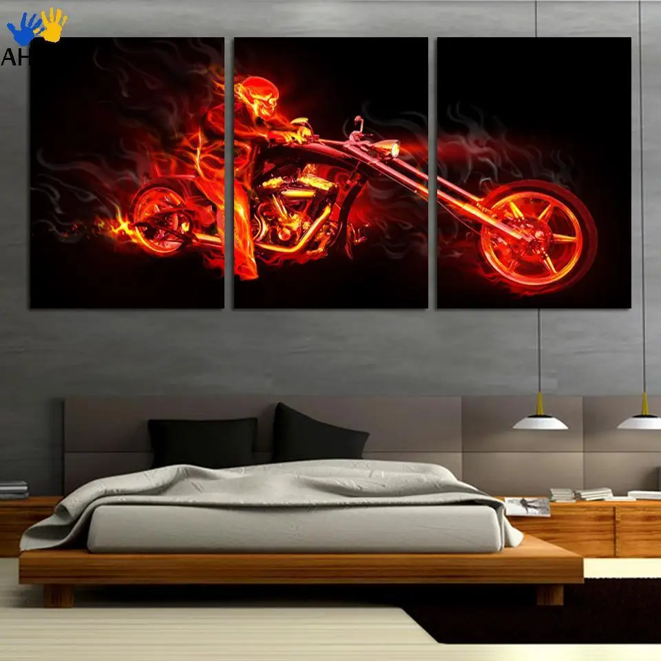 Buy 3pcs Motorcycle Painting Canvas Wall Art Picture Home Decoration Living
