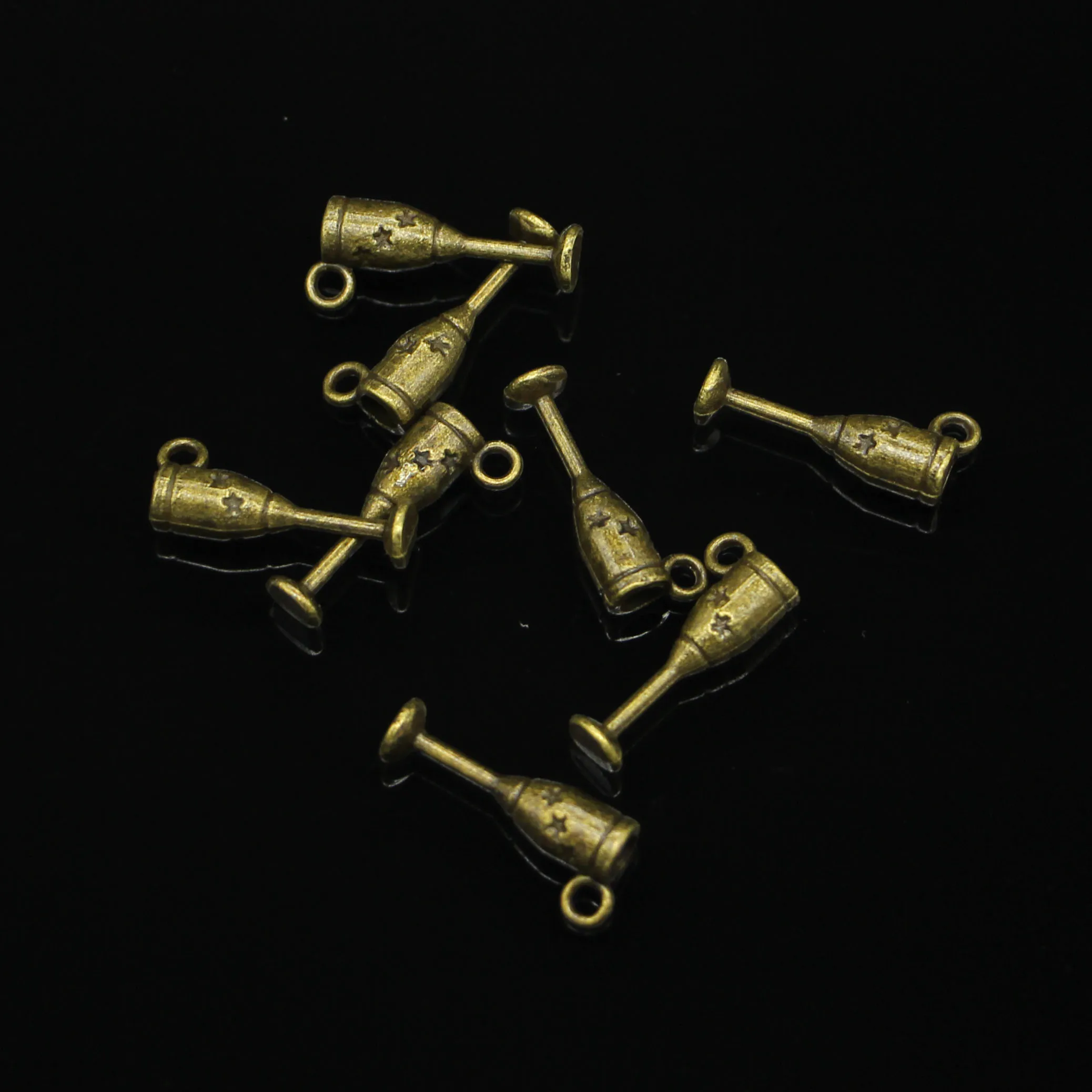 33pcs Antique bronze champagne flutes wine glass Charms Pendants