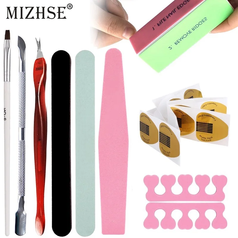 Шлифовальный буферный блок MIZHSE для маникюра, педикюра, Гель-лак для ногтей, пилочка для ногтей, аксессуары для дизайна ногтей из нержавеющей стали, вилка для ногтей