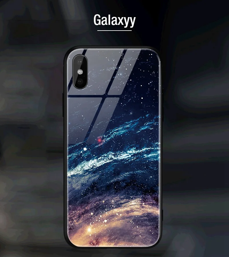 Hisomone Star Space Phone Case For iphone X Cute Patterned Tempered Glass Cover For iPhone 7 8 Plus 6 6S Soft Edge Silicone Capa