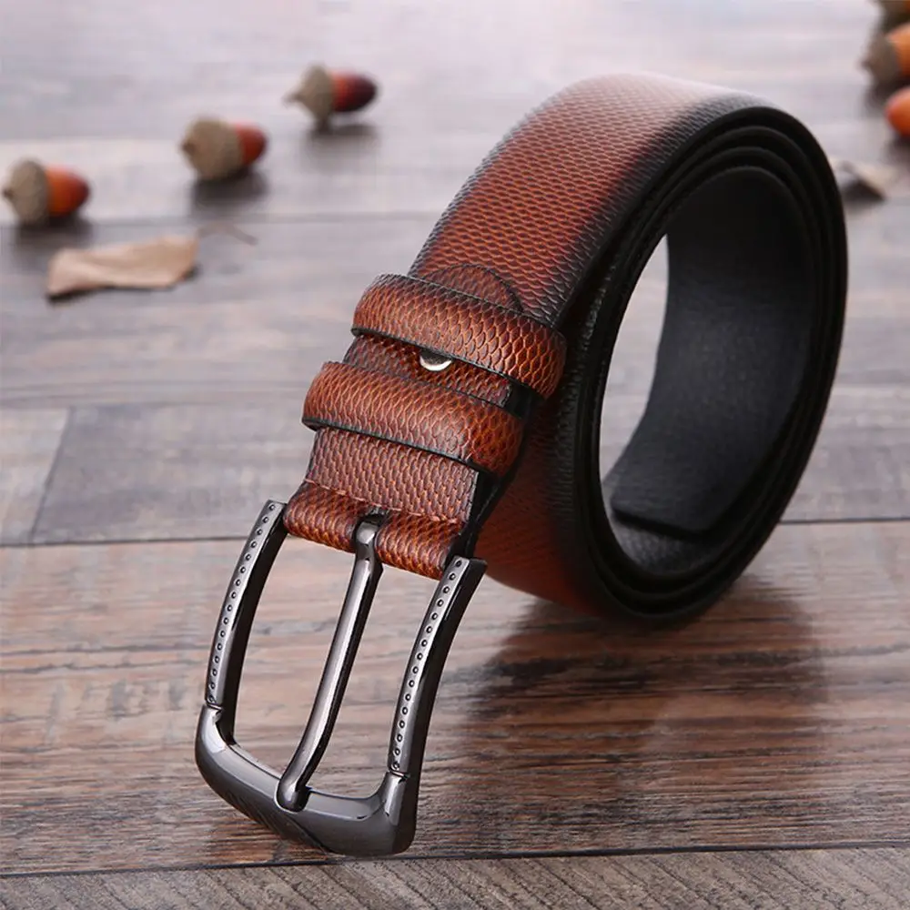 

Fashion Business Style Double loop Belt Creative Gift Simulation PU Leather Belt For Men's Accessories Black/Coffee/Brown Color