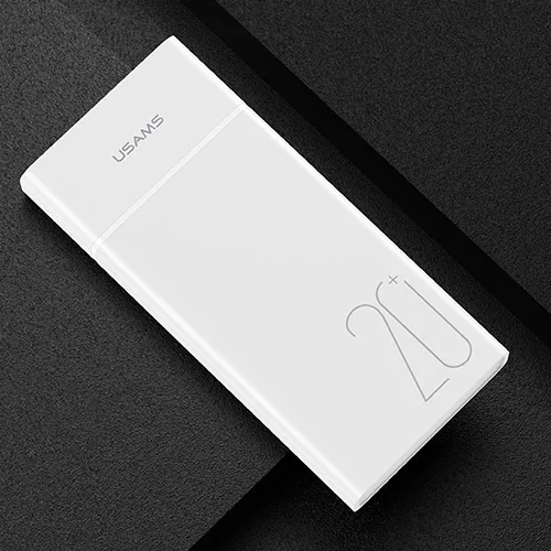 USAMS 20000mAh power Bank 2.1A быстрая зарядка банк питания для iPhone samsung Xiaomi Двойной вход и выход Внешняя батарея повербанк - Цвет: White