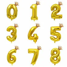 1 комплект, Мини Золотая Корона, 32 дюйма, воздушный шар, розовое золото, фигурка из серебра, 1, 2, 3, 4, 5, 6, 7, 8 лет, украшение для дня рождения для мальчиков и девочек