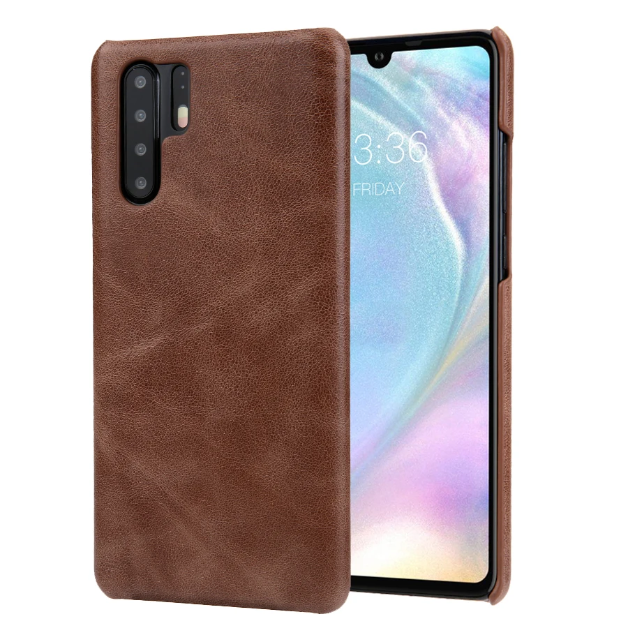 Роскошный Матовый кожаный чехол для телефона huawei P30 - Цвет: Темно-бордовый