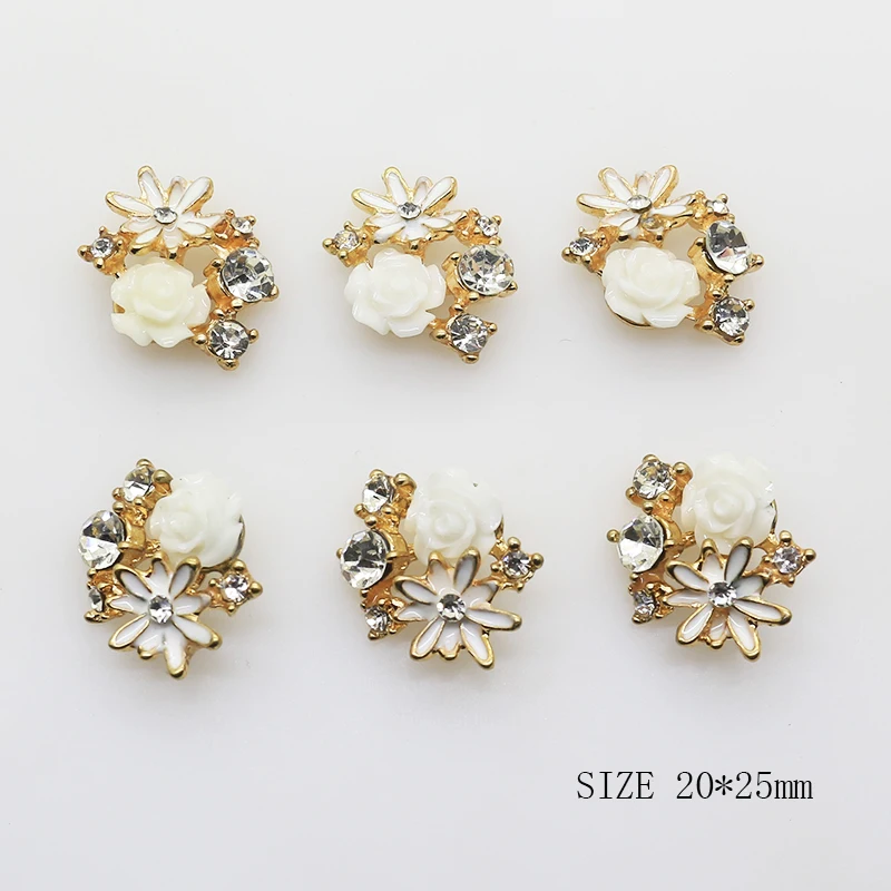 

ZMASEY New 20*25mm Alloy Buttons 10Pcs/Lot Flatback Pearl Button For greeting card DIY Handwork Ribbon Decoration