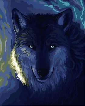 

Framed Moon Wolf pictures by numbers on canvas for living room diy digital oil painting by numbers with frame Home decor