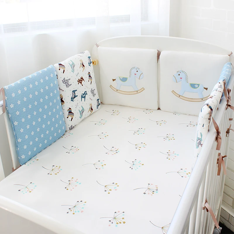 spesifikasi 6 Pcs Pack Baby Bed Bumper Balita Tempat Tidur Pelindung Tempat Tidur Anak Di Sekitar Lembut Cot Crib Bumper untuk Bayi