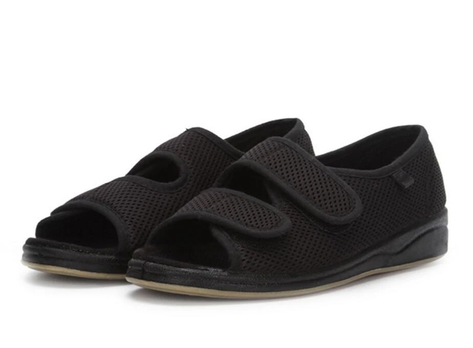 Расширенная обувь для пожилых людей; регулируемый размер обуви с вальгусной деформацией большого пальца после отеков и жира - Цвет: Черный