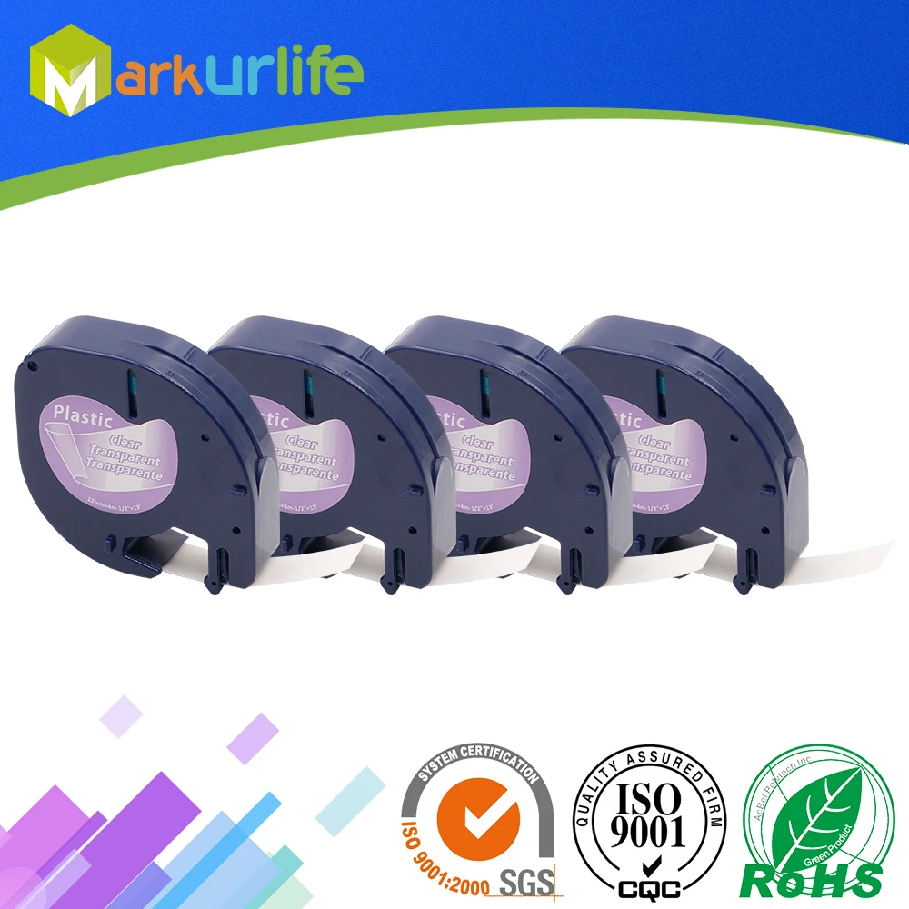 4 шт./лот лента DYMO letratag 12267 (16952 16951 12268) Черный на прозрачном пластике (4 м * 12 мм)
