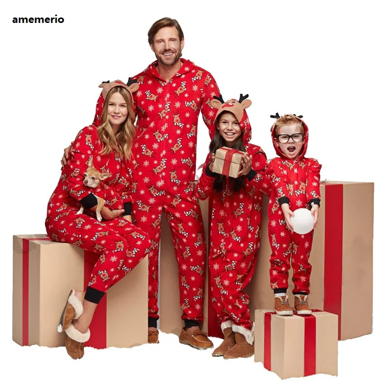 Christmas Matching Family Outfits Father Son Romper Baby Mother Daughter Cotton Clothes Family Looking Jumpsuit Pajamas