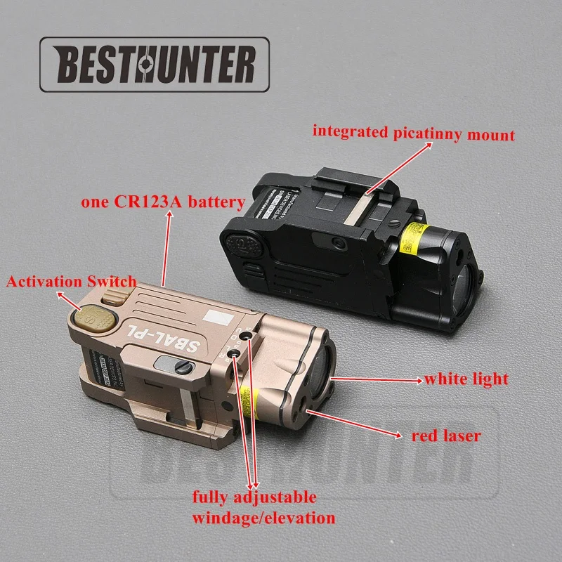 

Tactical Finished SBAL-PL LED Light With Red Laser Pistol Rifle Flashlight Constant Momentary Strobe Flashlight Hunting