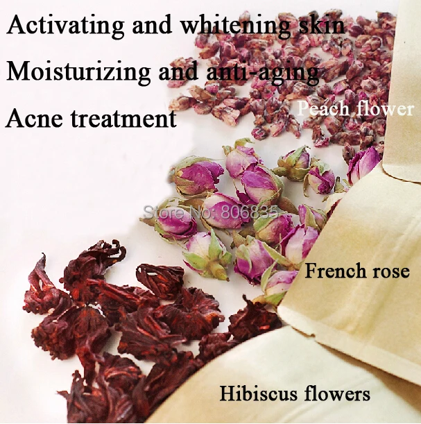 

120g Chinese medicine formula Scented/flower tea for Acne treatment,beauty skin care,hibiscus flower + peach flower + rose