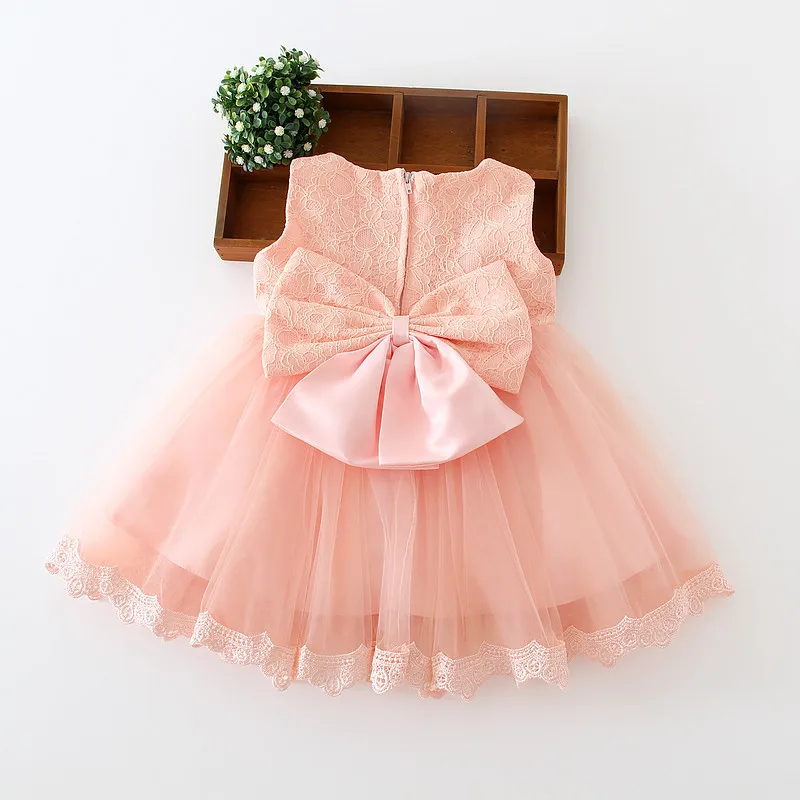 baby girl dress 2016 new cotton big bow cute pink princess party