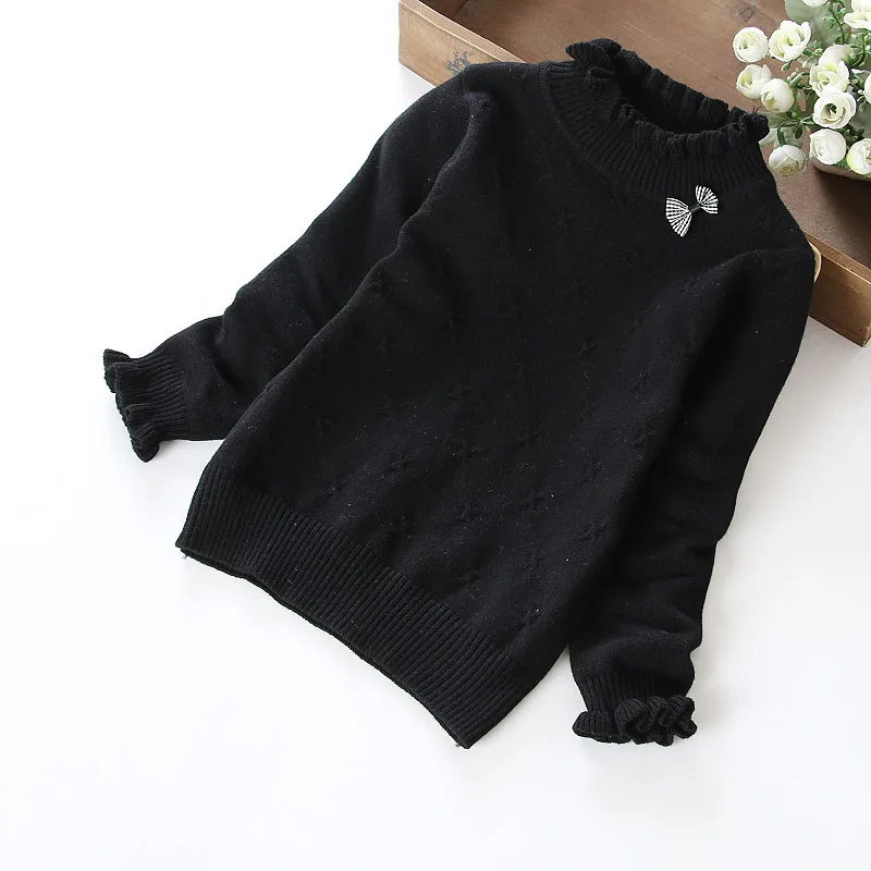 Новые свитера для девочек на осень и зиму модная детская одежда из хлопка детские хлопковые свитера для детей 2-14 лет - Цвет: black