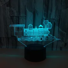 Небольшой поезд 3d свет красочный сенсорный пульт 3d лампа подарок настольные лампы для гостиной деко Enfant ШАМБРЕ настольная лампа