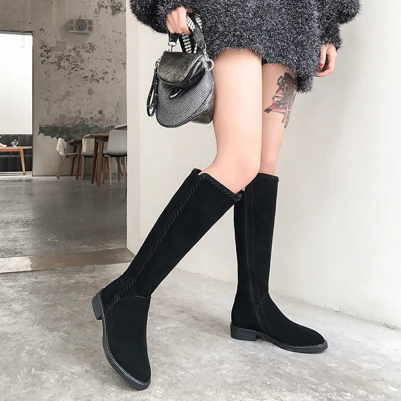 MORAZORA new arrival genuine leather boots women knee high boots classic autumn winter boots zip round toe ladies botas