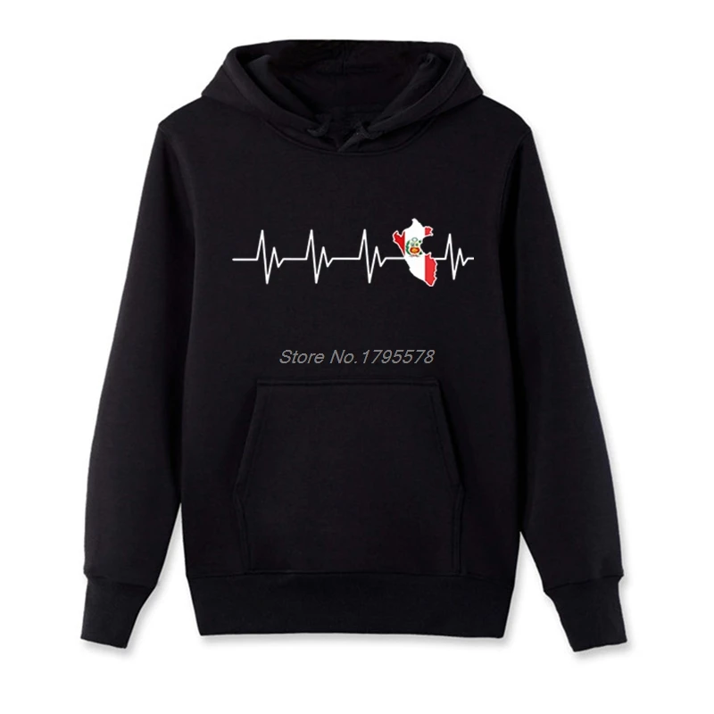 

Peru Heartbeat Map Hoodie Men Spring Autumn Fleece Cotton Sweatshirt Fashion Hip Hop Jackets Tops Harajuku Streetwear