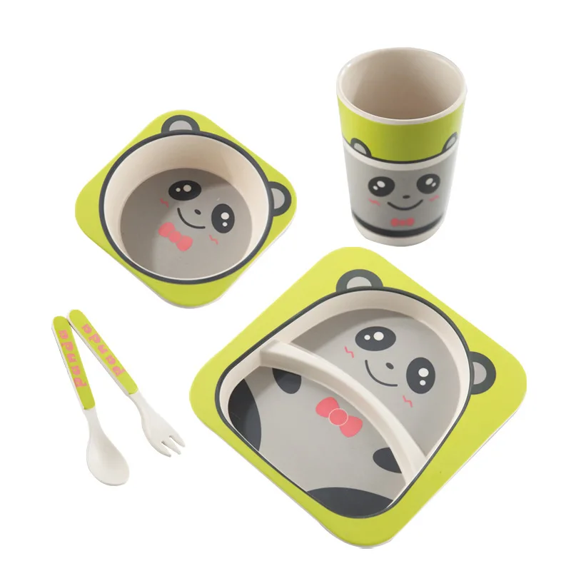 5pcs/set Baby Dish Tableware Children Cartoon Feeding Dishes Kids Natural Bamboo Fiber Dinnerware With Bowl Fork Cup Spoon Plate 5pcs/set Baby Dish Tableware Children Cartoon Feeding Dishes Kids Natural Bamboo Fiber Dinnerware With Bowl Fork Cup Spoon Plate