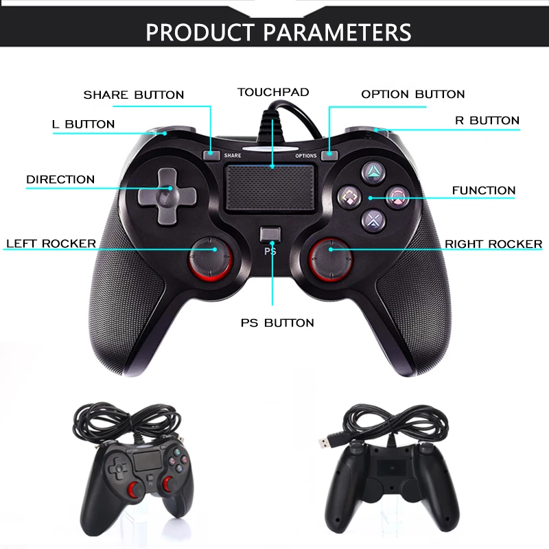 wired Gamepad Game Controller for PS4 Playstation Dualshock 4 Gamepads vibration PS3 pubg controller Joystick