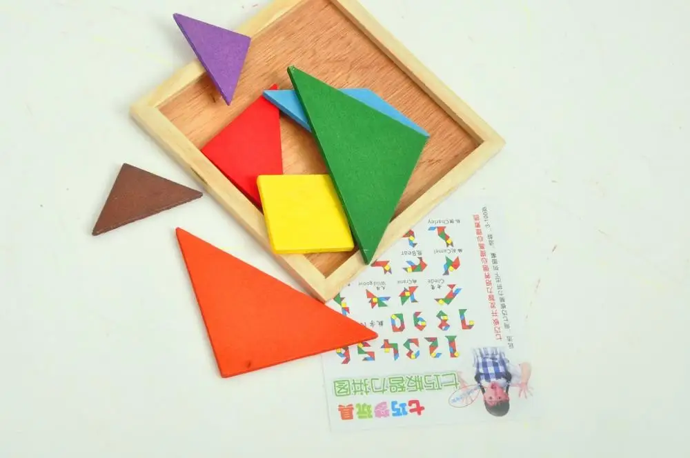 Красочная деревянная головоломка Tangram Квадратный Блок игра IQ лучший подарок для