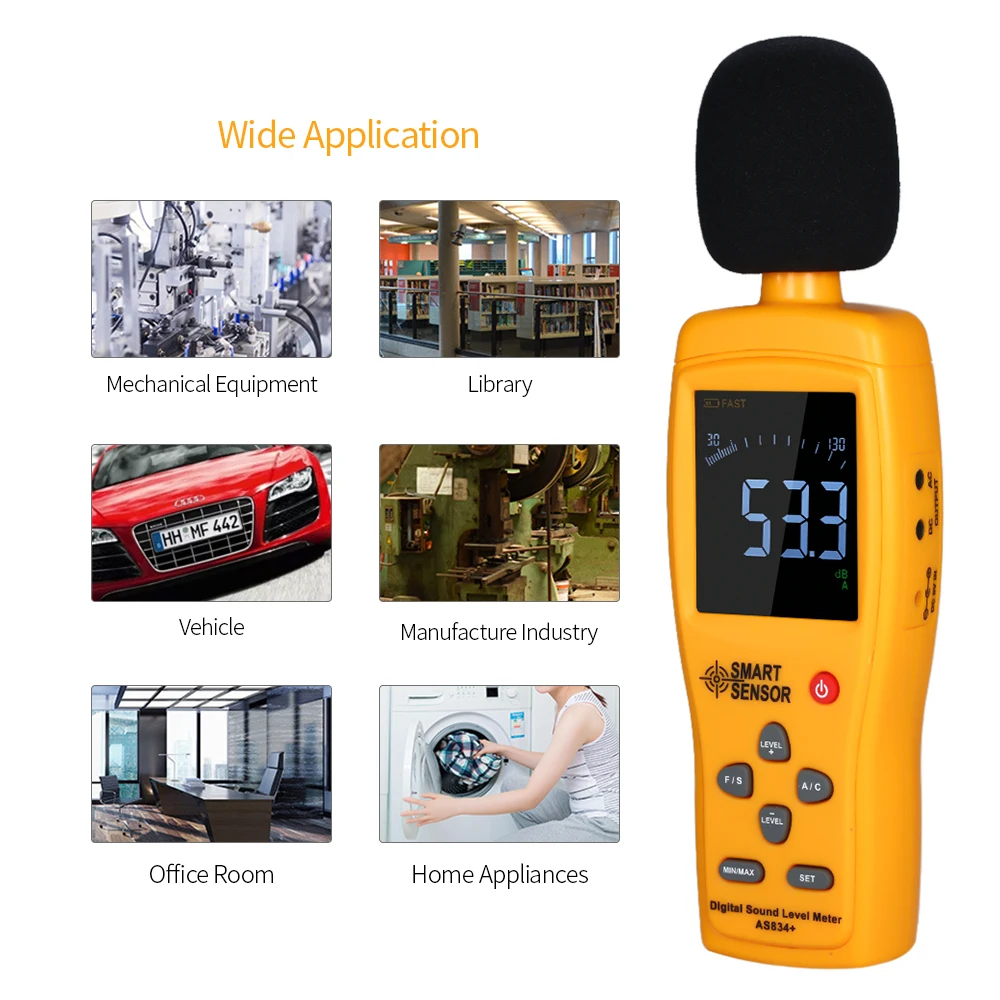 

Digital Sound Level Meter Decibel Tester dB Meter Noise Volume Measuring Instruments For Environment Automotive Study Industrial