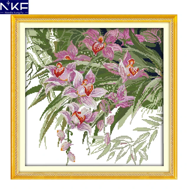 nkf orchid flower style diy handmade needlecraft sets christmas christmas embroidery