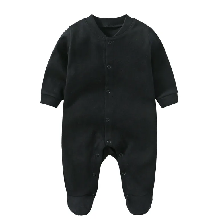 Комбинезон с длинными рукавами для новорожденных; цельнокроеный комбинезон для маленьких девочек и мальчиков; одежда для малышей; хлопковый комбинезон унисекс для новорожденных - Цвет: baby jumpsuit Black