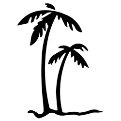 Пальмы-тропический пляж-наклейка (4 дюйма, черный)