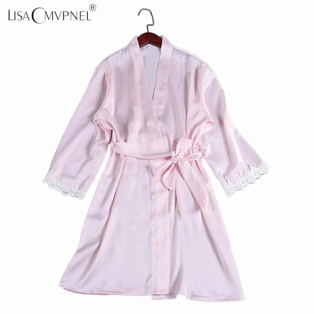 

Lisacmvpnel Sexy Lace Women Single Robe Three Quarter Sleeve Plus Size Female Bathrobe Women Casual Cardigans
