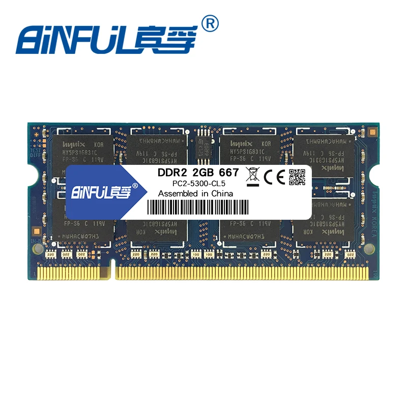 Binful,, DDR2, 2 Гб, 667 МГц, ОЗУ, PC2-5300, 200 контактов, память, SODIMM ram, память для ноутбука, ноутбук