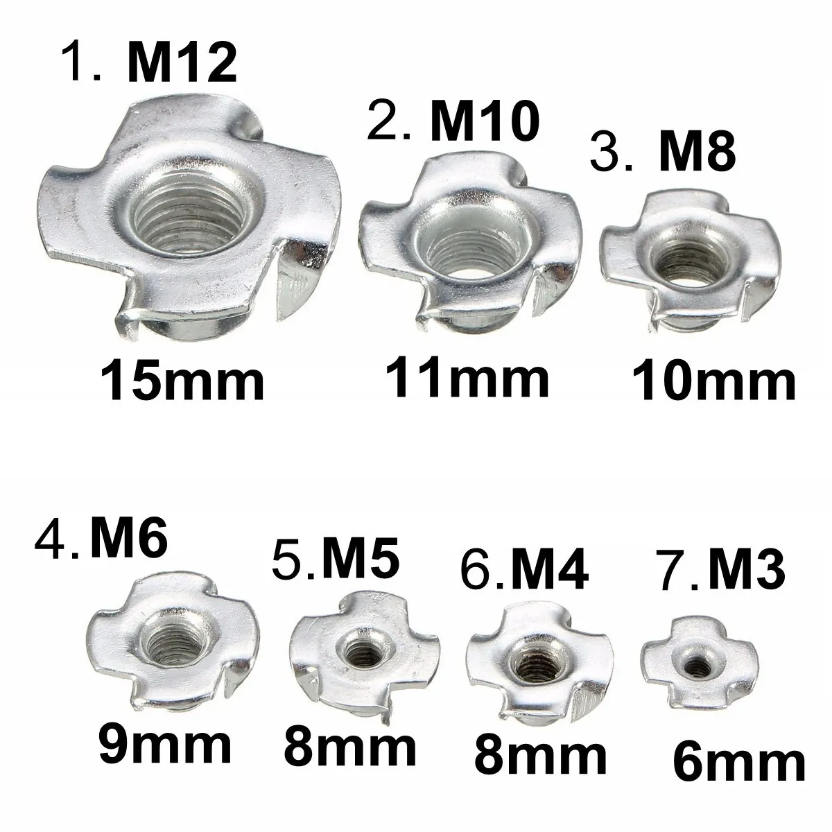 10 шт./компл. M3/M4/M5/M6/M8/M12 CSTN1 углеродистая сталь четыре зубец Мебель T гайки вставки