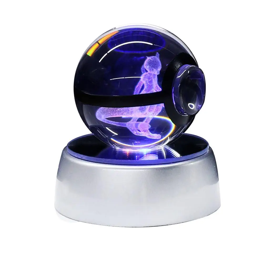 Mewtwo Pokemon Crystal Ball 3D LED Night Light Table Lamp USB Xmas Birthday Gift