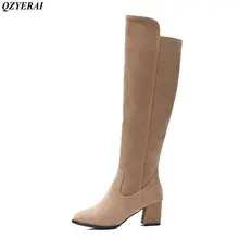 Женские сапоги в европейском стиле; сезон весна-осень; модные сапоги до бедра на высоком каблуке; пикантные сапоги до колена; женская обувь