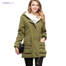 Зимние женские пальто размера плюс, Хлопковая женская куртка с капюшоном, модное женское пальто большого размера, узкая парка, элегантная IOQRCJV T169