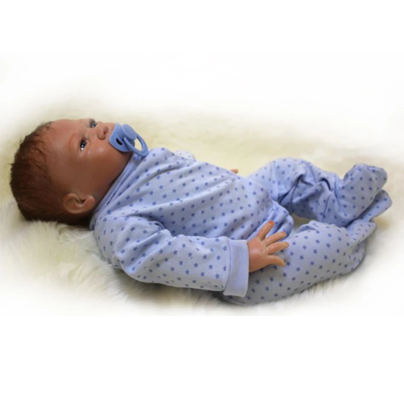 Presente para Roupas Nicery Polegada Bebe Boneca Renascer Silicone Macio Menino Menina Brinquedo Bebê Azuis 20 48-50cm 6 Cheap Bonecas