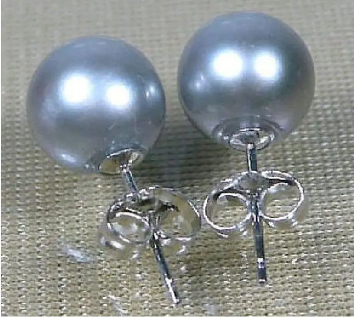 

A PAIR 10-11MM Gray AUSTRALIAN SOUTH SEA PEARL EARRING 14 GOLD r