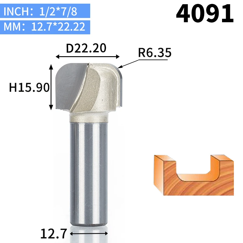 HUHAO 1 шт. 1/" хвостовик чаши и лоток шаблонный маршрутизатор бит карбида вольфрама Концевая мельница для деревообработки режущий инструмент деревообрабатывающий фрезерный станок - Длина режущей кромки: 4091