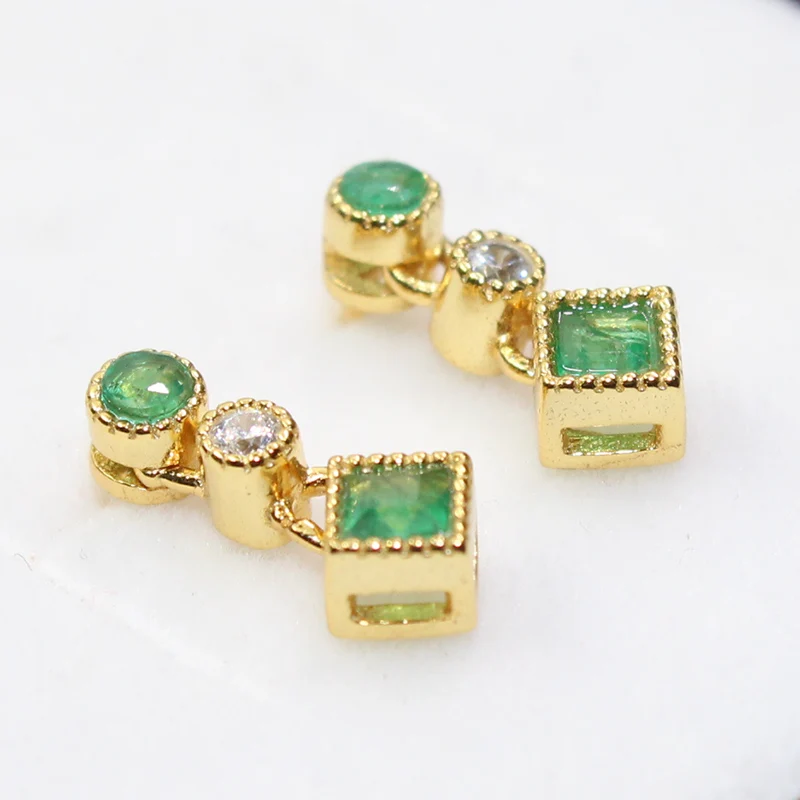 Серьги подвески из серебра 925 пробы с натуральным изумрудом|drop earrings|jewelry earringsjewelry