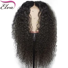 Curly 360 Lace Frontal Wig 180% Density Brazilian Human Hair Wigs With Baby Hair Elva Remy Hair Wig Pre Plucked Hairline 10″-22″